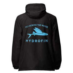 Hydrofin Classic Black Unisex lightweight zip up windbreaker