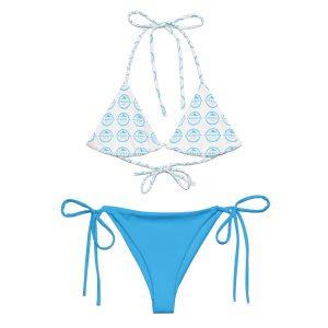Hydrofin Logo Blue and White All-over print recycled string bikini