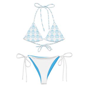 Hydrofin Logo White All-over print recycled string bikini