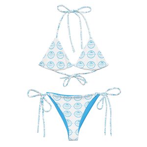 Hydrofin Full Logo White All-over print recycled string bikini